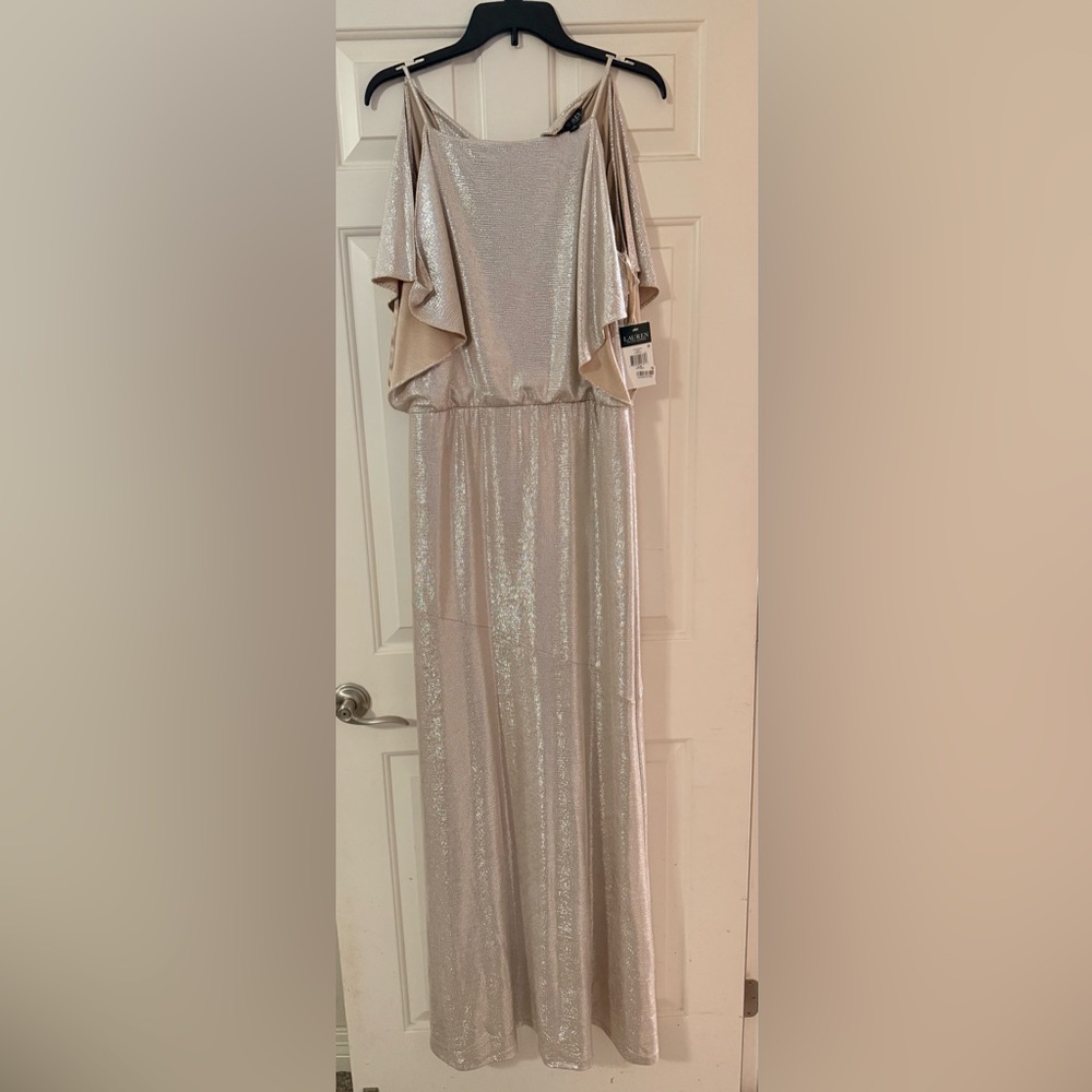 Lauren Ralph Lauren Metallic Cream Maxi Dress